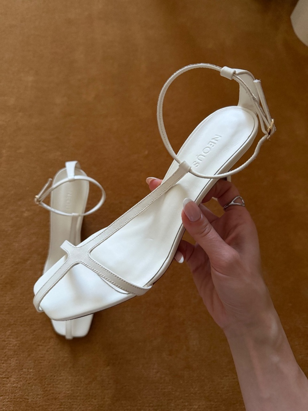 Neous White Ankle Strap Sandals - Picture 2 of 10